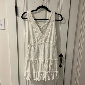White Sleeveless Ruffle Dress